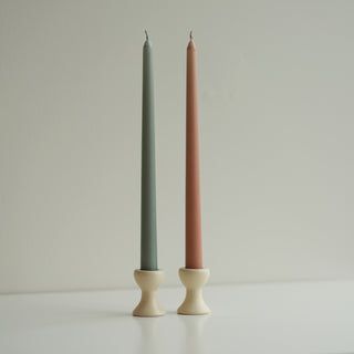 Creamy Pedestal Taper Candle Holder