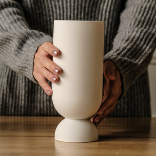 Tall YU White Pedestal Vase